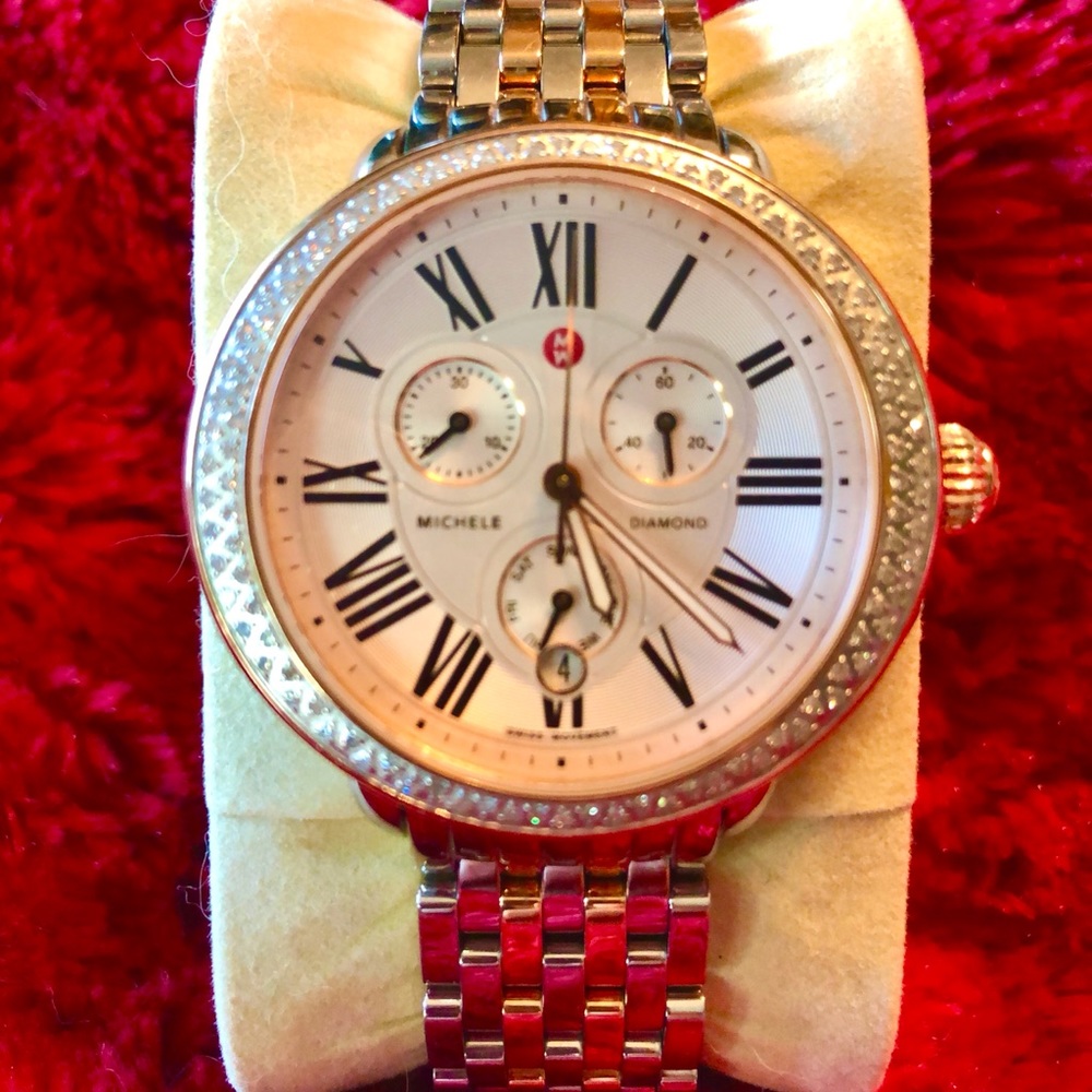 AUTH Michele Serin Diamond Chronograph 2tone Watch